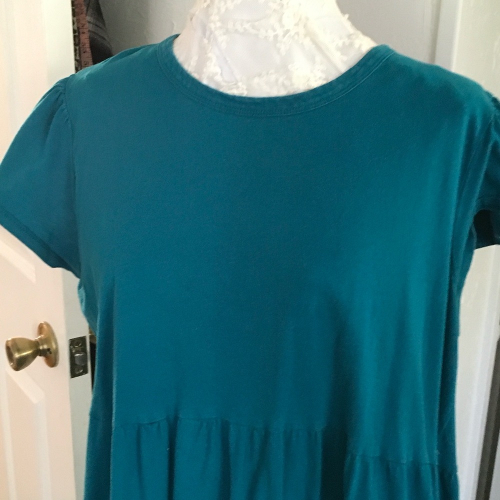 Time and Tru Teal Blue Tiered Cotton Dress XL 16-18 - Picture 2 of 7